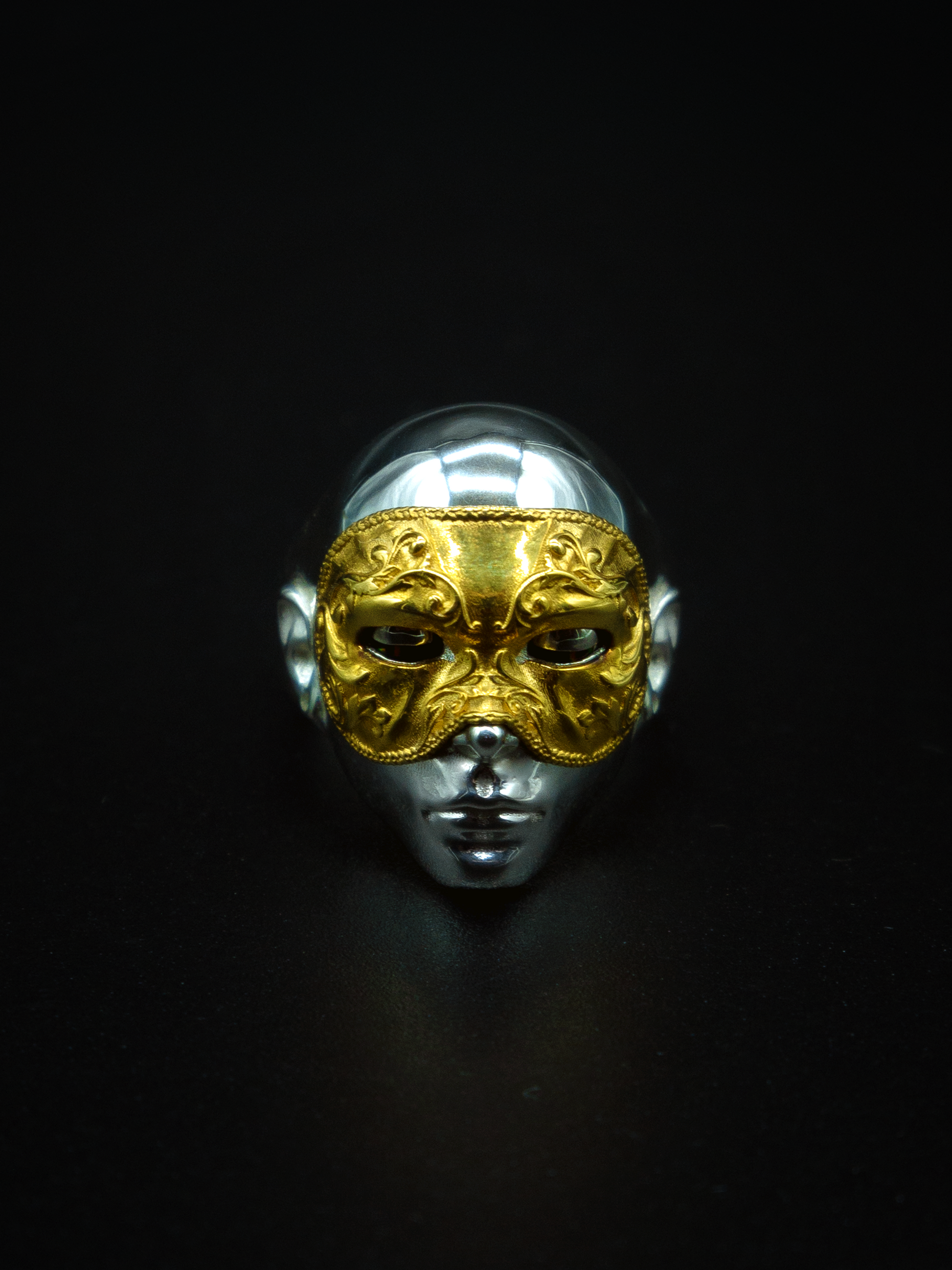 mask ring sterling silver mens and womens jewelry, 18k face mask, Victorian era ring, renaissance jewelry, opals