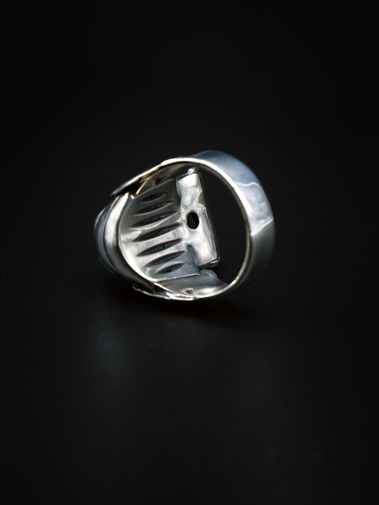 Accuser ring, mens and womens sculpture jewelry, opals, and moving kinetic back image