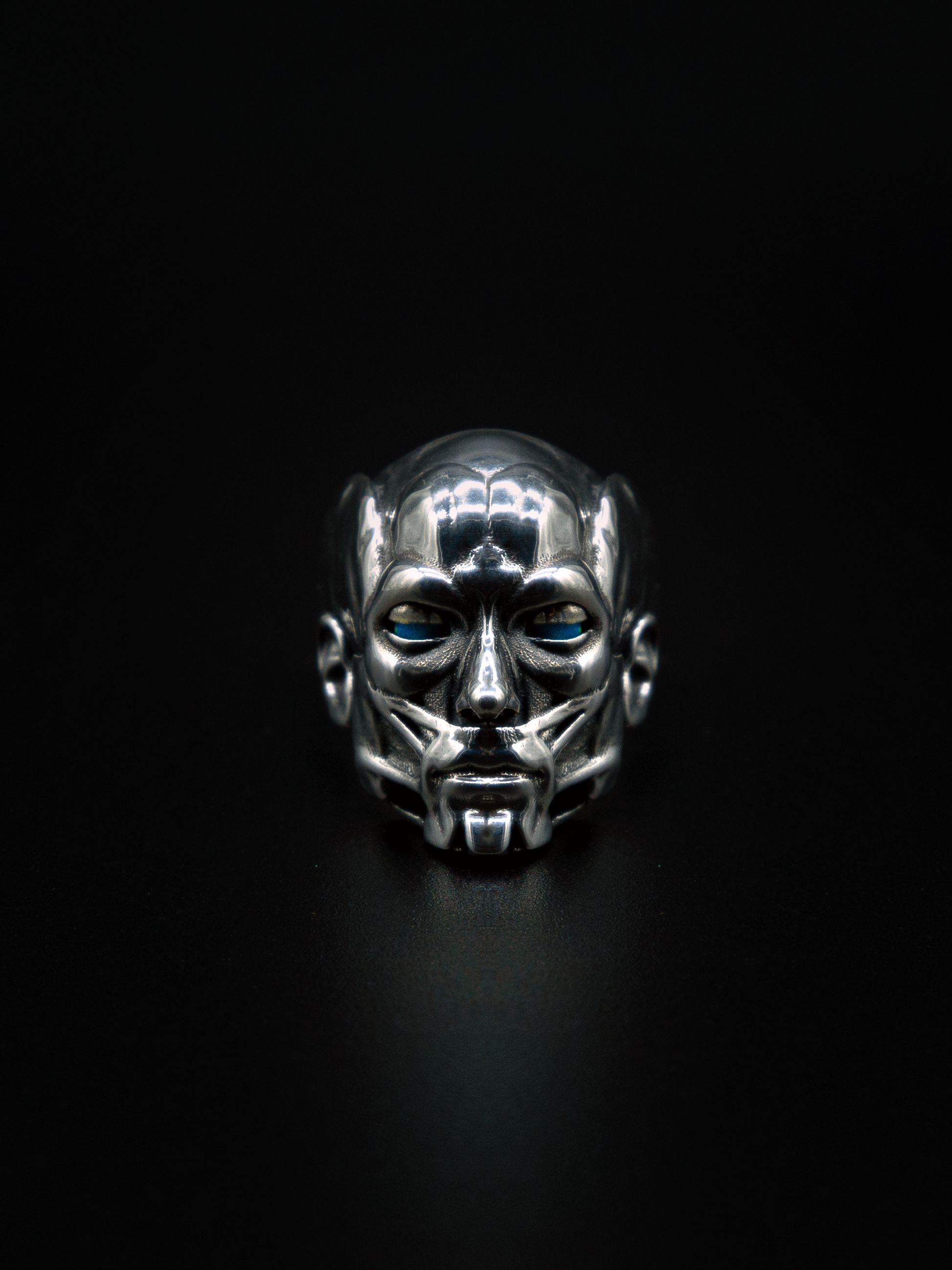 Accuser ring, mens and womens sculpture jewelry, opals, and moving kinetic