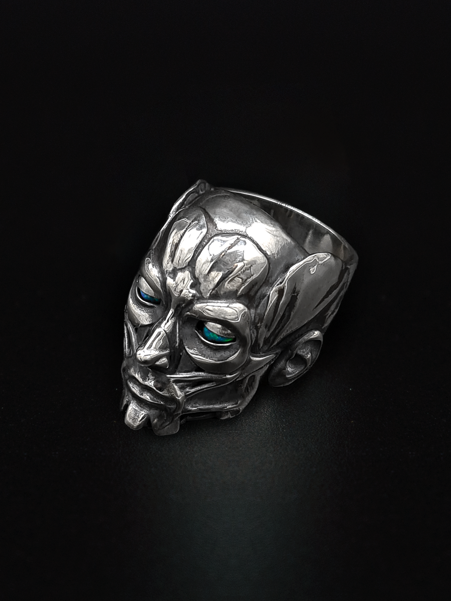 the original accuser, sterling silver ring with moving opal eyes mens and womens jewelry