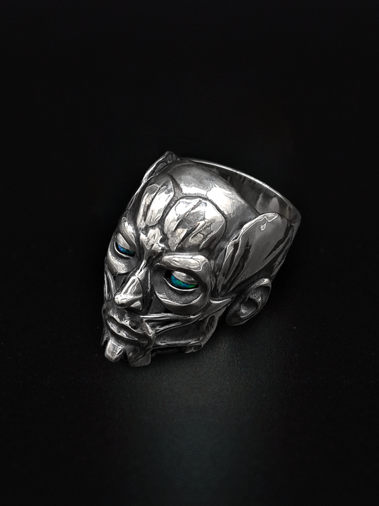 the original accuser, sterling silver ring with moving opal eyes mens and womens jewelry