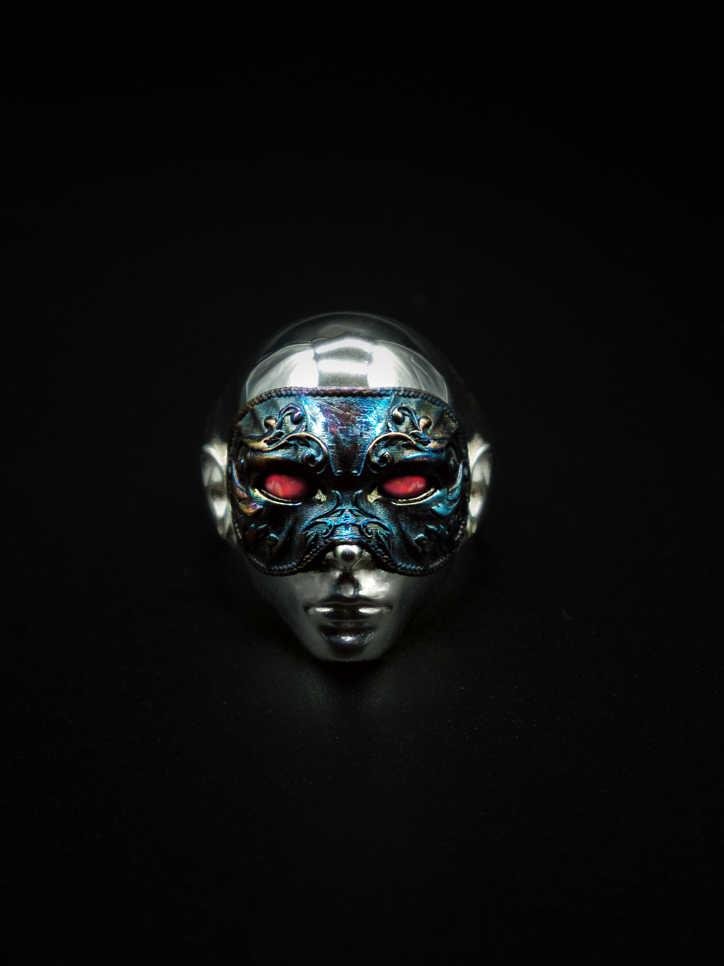 mask ring sterling silver mens and womens jewelry, face mask, Victorian era ring, renaissance jewelry, pink opals